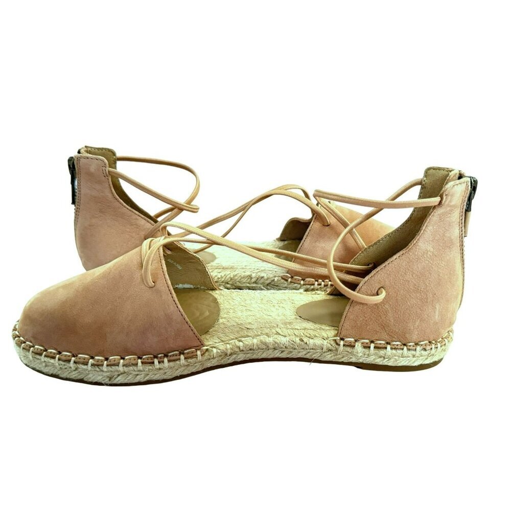 Eileen Fisher ESPADRILLES Suede d'Orsay Laced Close Toe Sandals Bk Zip 6.5M NEW